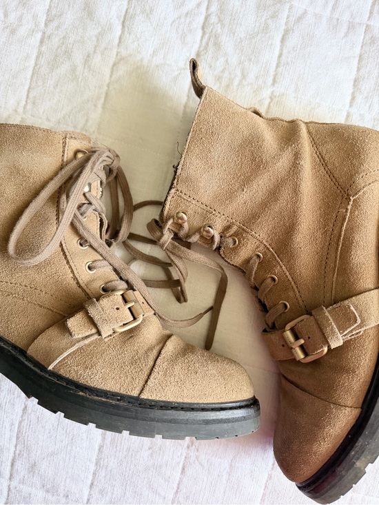 All Saints Shoes - All Saints Women’s Suede Lace-Up Combat Boots in Tan